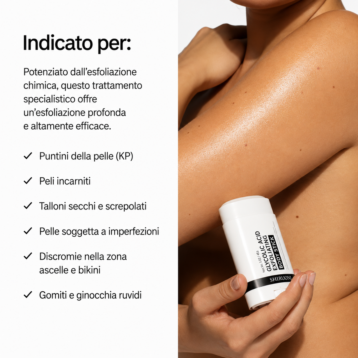 Body Stick esfoliante all'acido glicolico