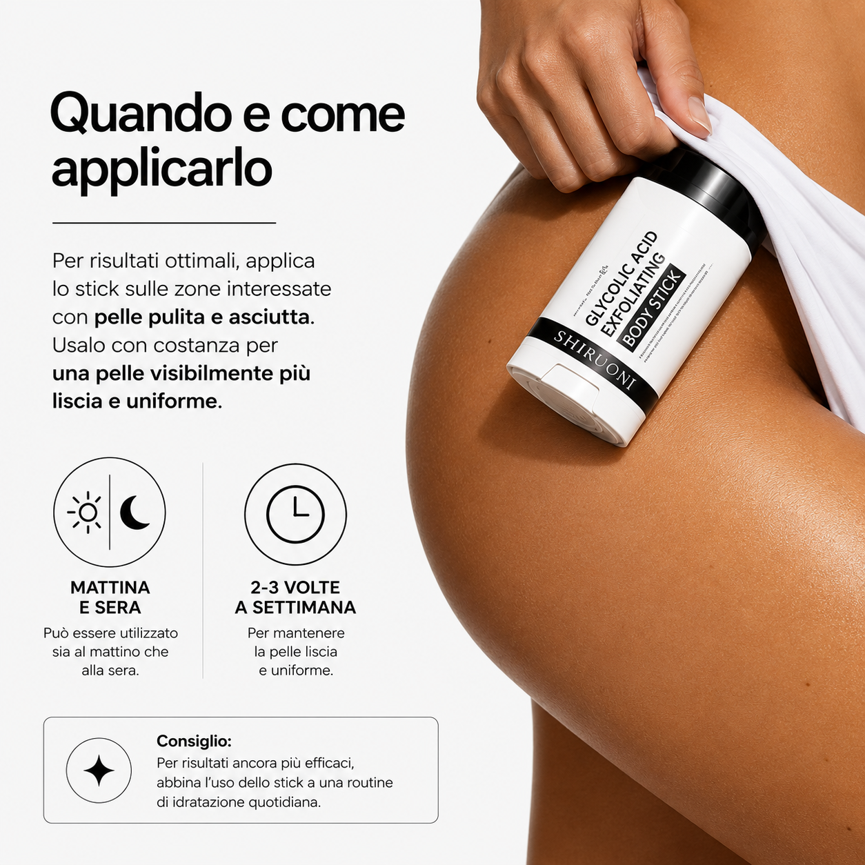 Body Stick esfoliante all'acido glicolico