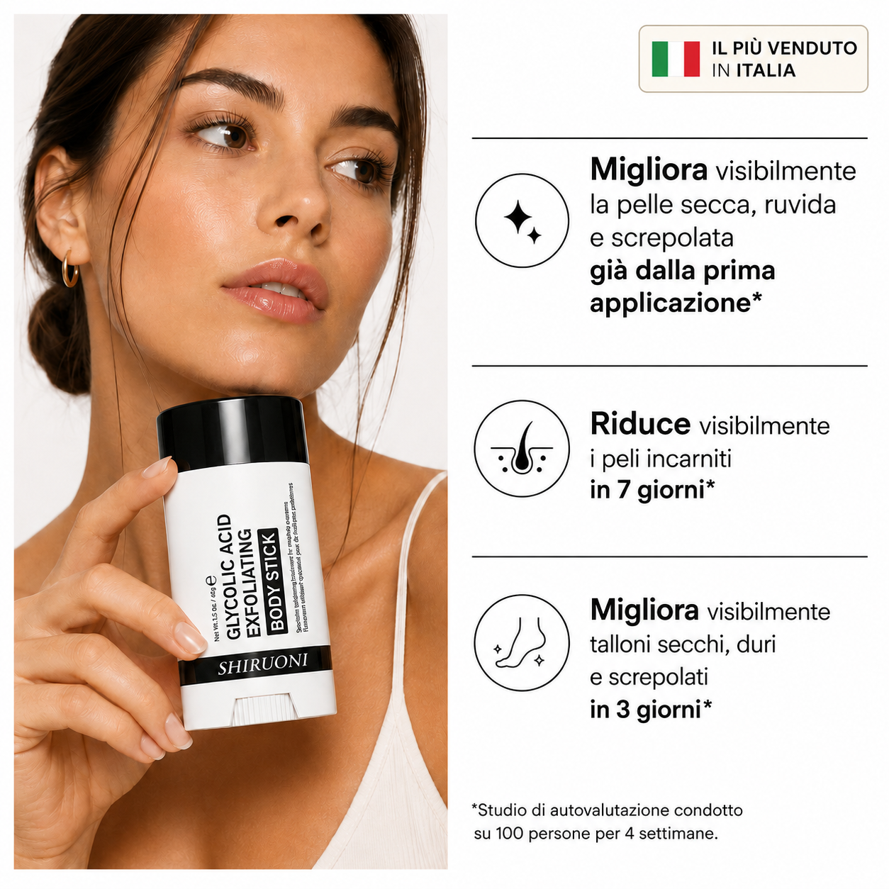 Body Stick esfoliante all'acido glicolico